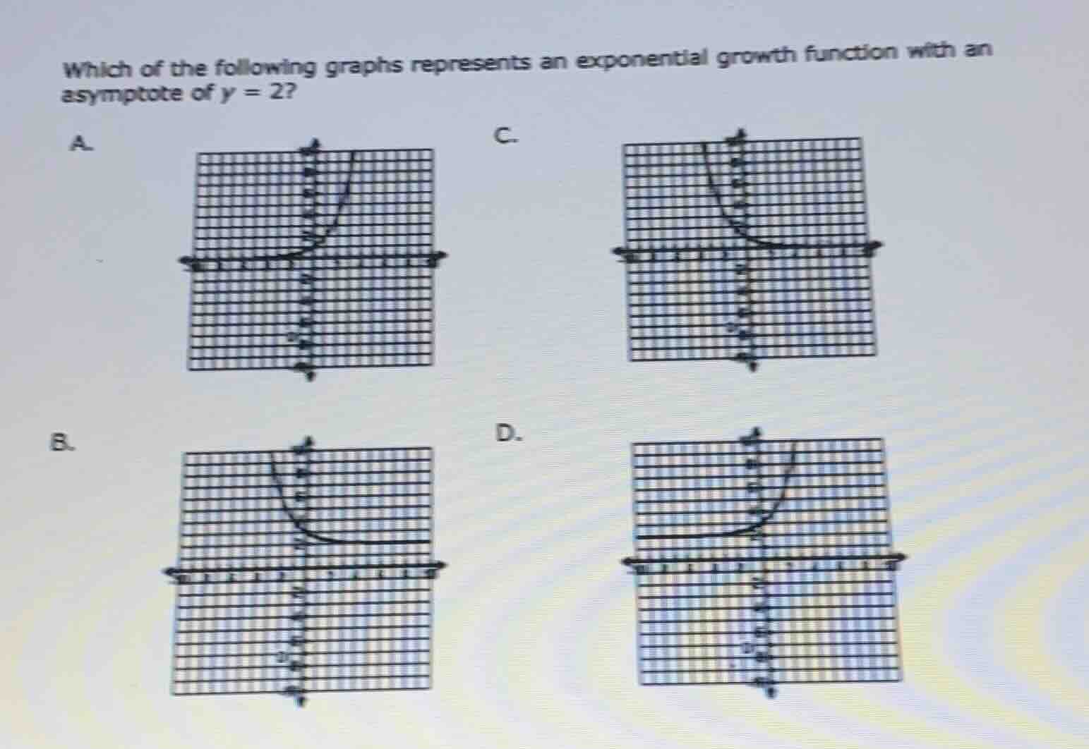 which of the following graphs represents an exponential growth function…