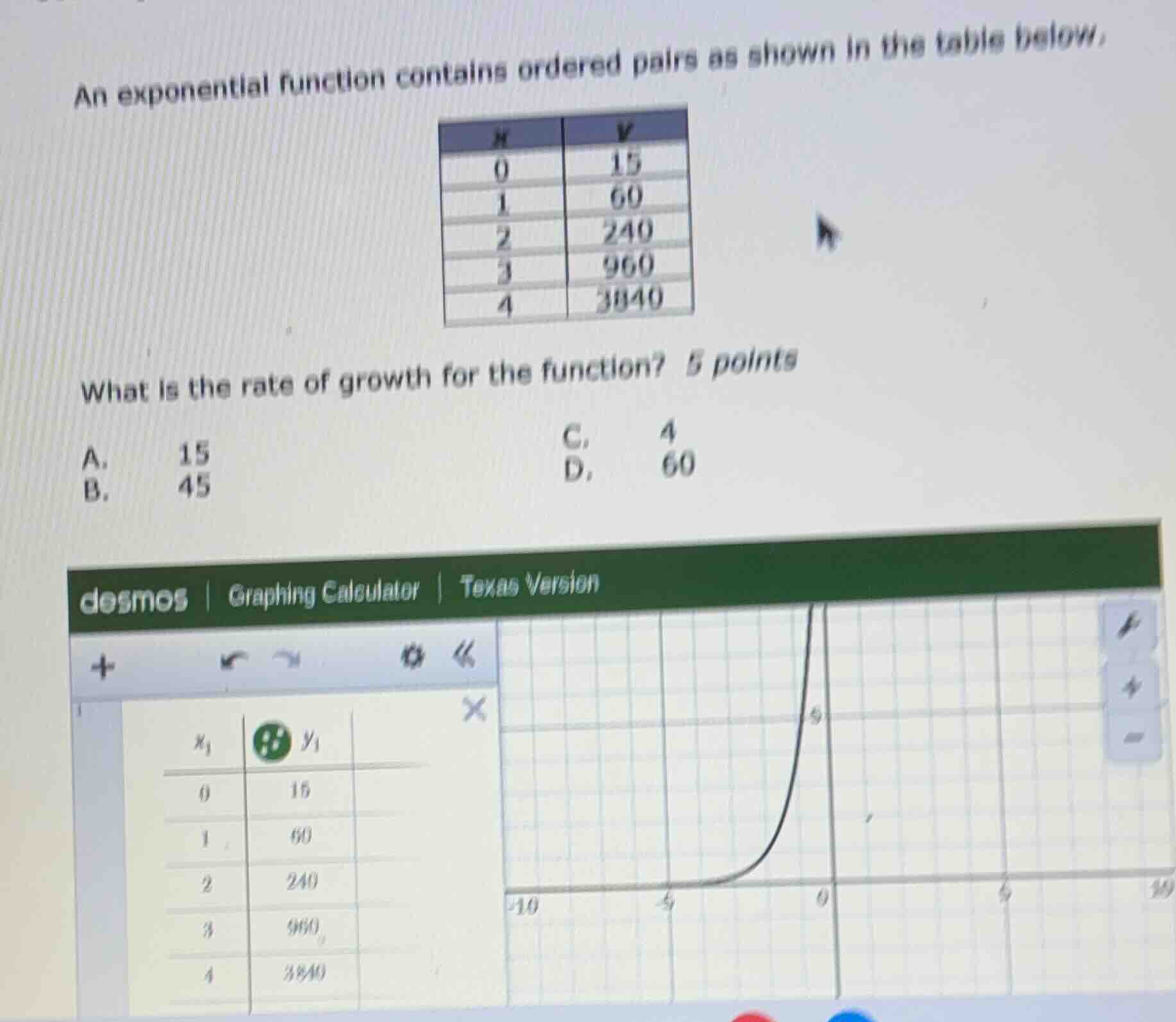 an exponential function contains ordered pairs as shown in the table be…