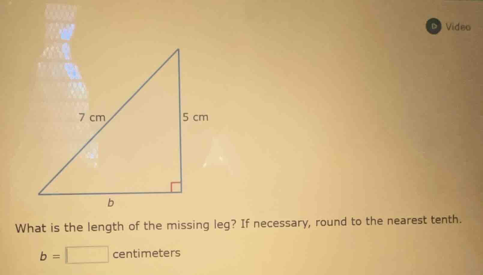 what is the length of the missing leg? if necessary, round to the neare…