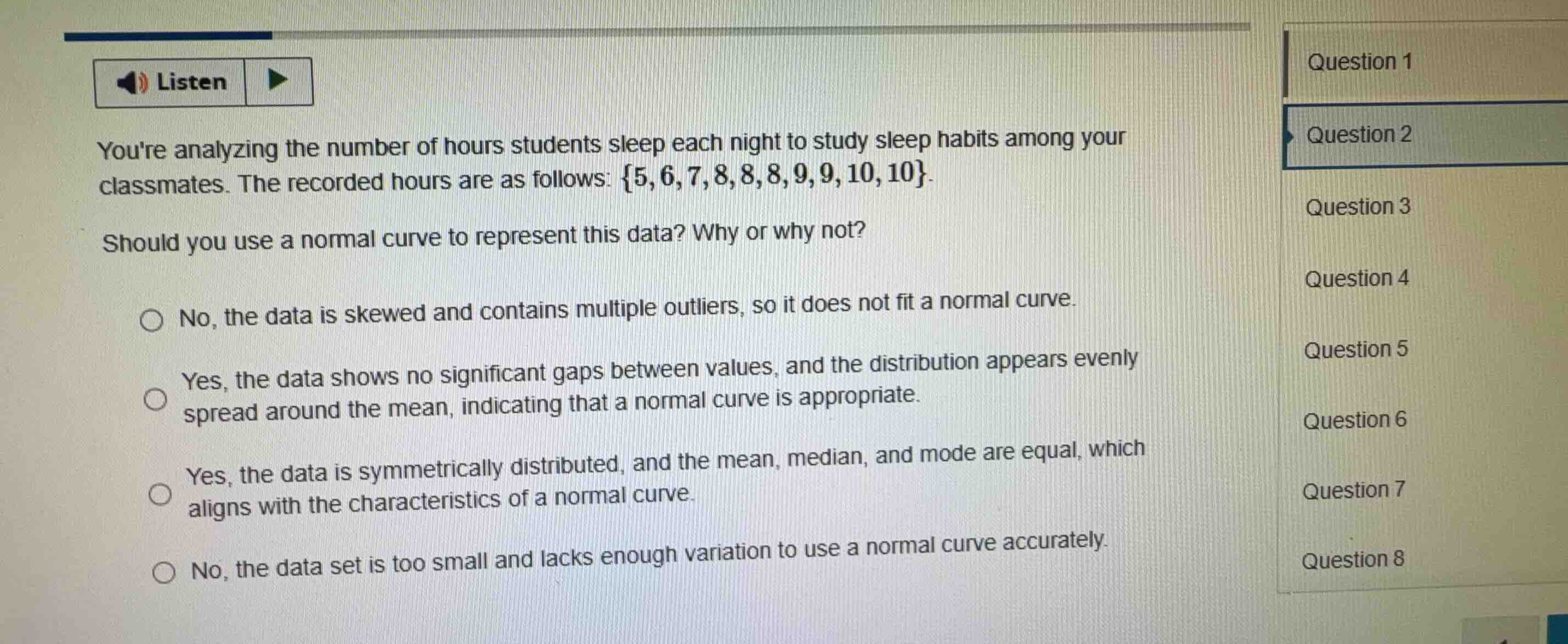 youre analyzing the number of hours students sleep each night to study …