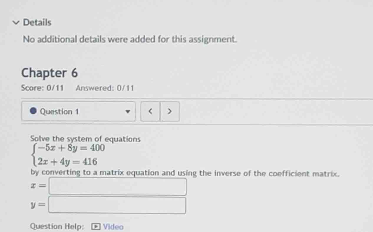 solve the system of equations \\\\begin{cases} -5x + 8y = 400 \\\\ 2x +…