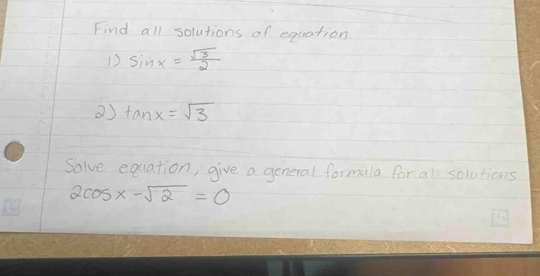 find all solutions of equation 1) \\(\\sin x = \\frac{\\sqrt{3}}{2}\\) …