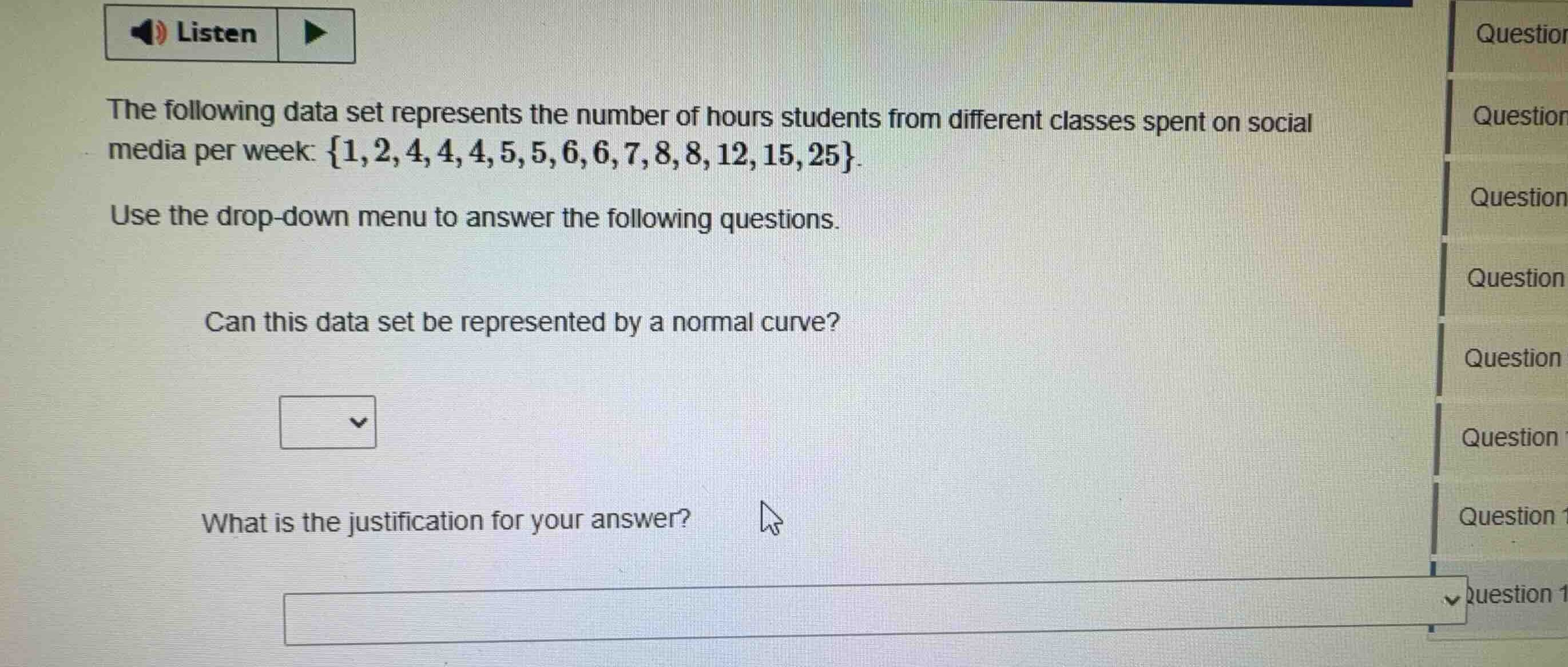 the following data set represents the number of hours students from dif…