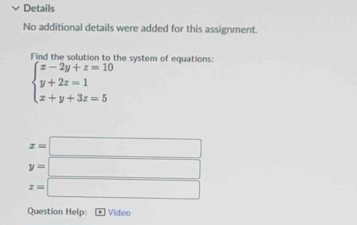 find the solution to the system of equations: \\ \\begin{cases} x - 2y …
