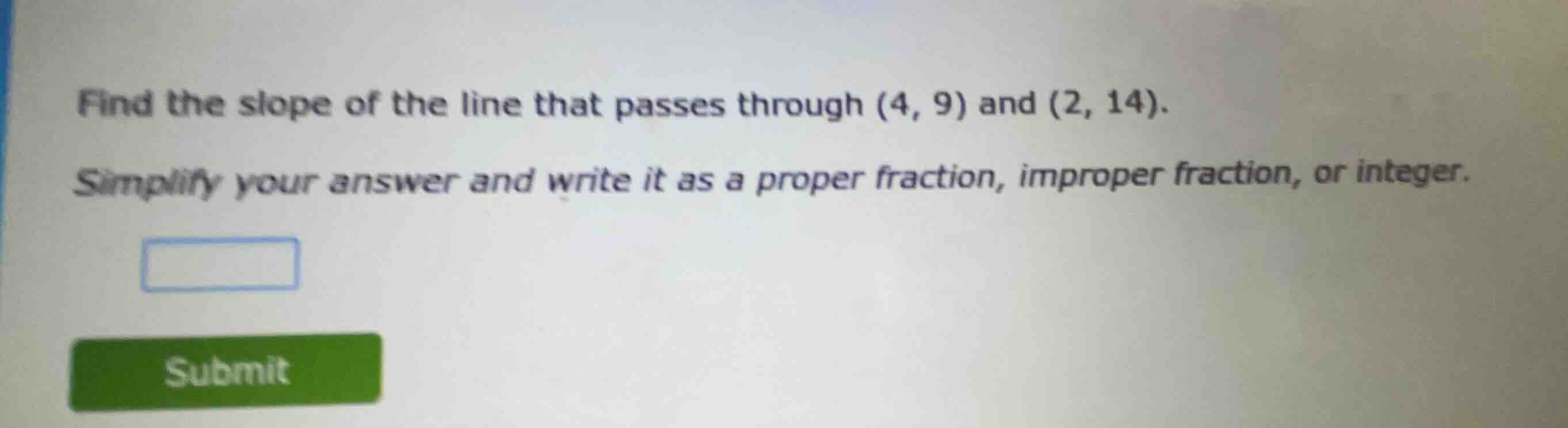 find the slope of the line that passes through \\((4, 9)\\) and \\((2, …