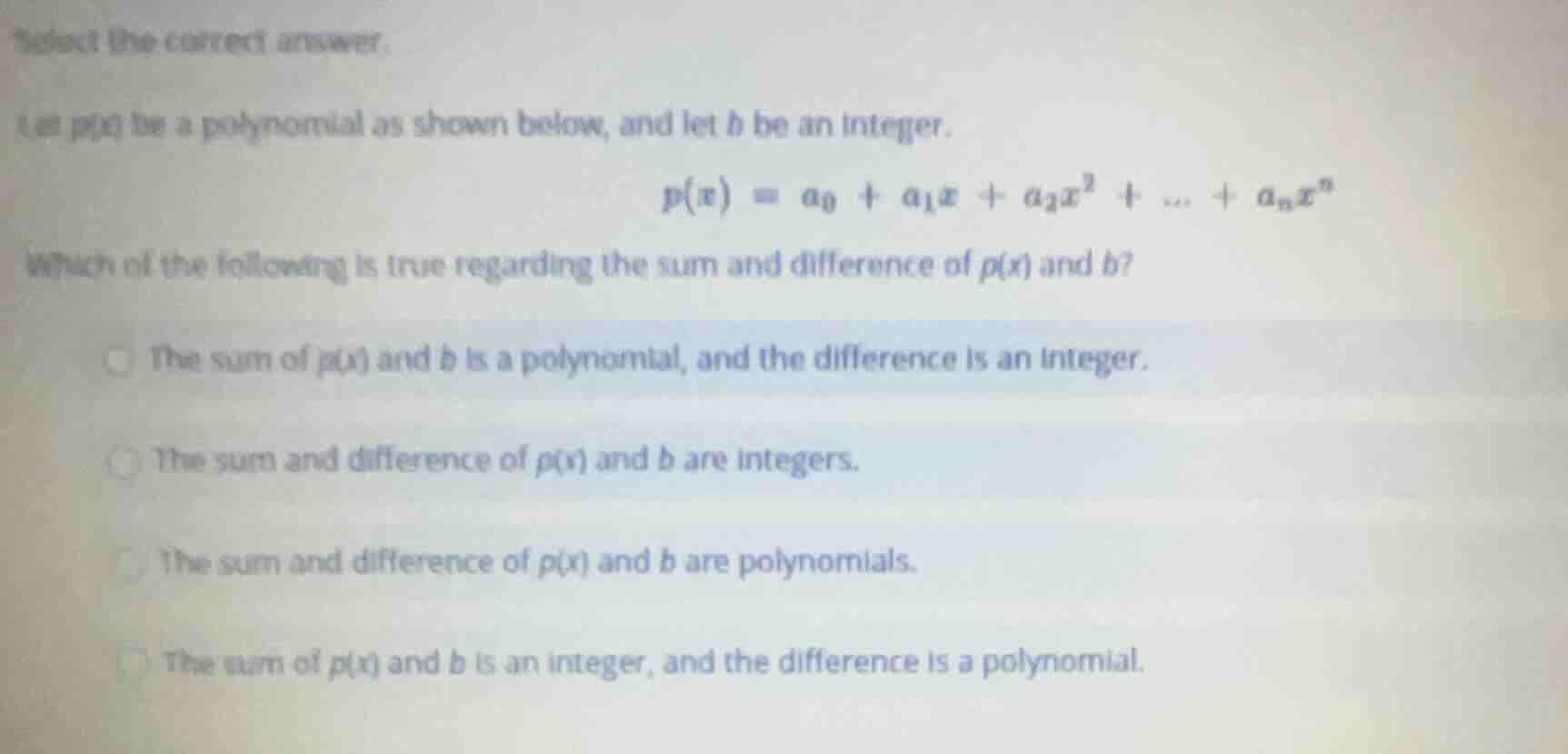 select the correct answer. let \\(p(x)\\) be a polynomial as shown belo…