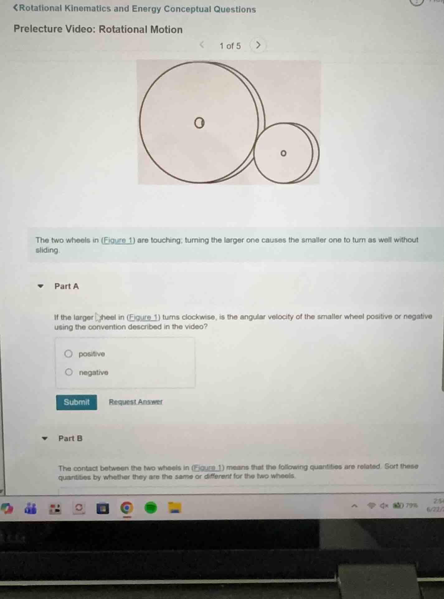 the two wheels in (figure 1) are touching; turning the larger one cause…