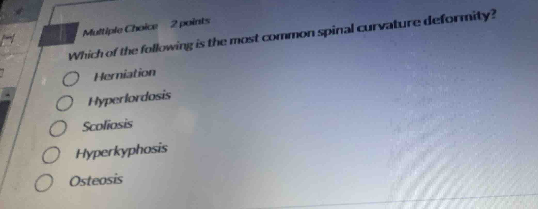 multiple choice 2 points which of the following is the most common spin…