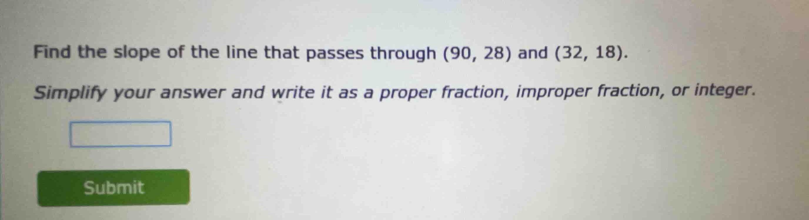 find the slope of the line that passes through \\((90, 28)\\) and \\((3…