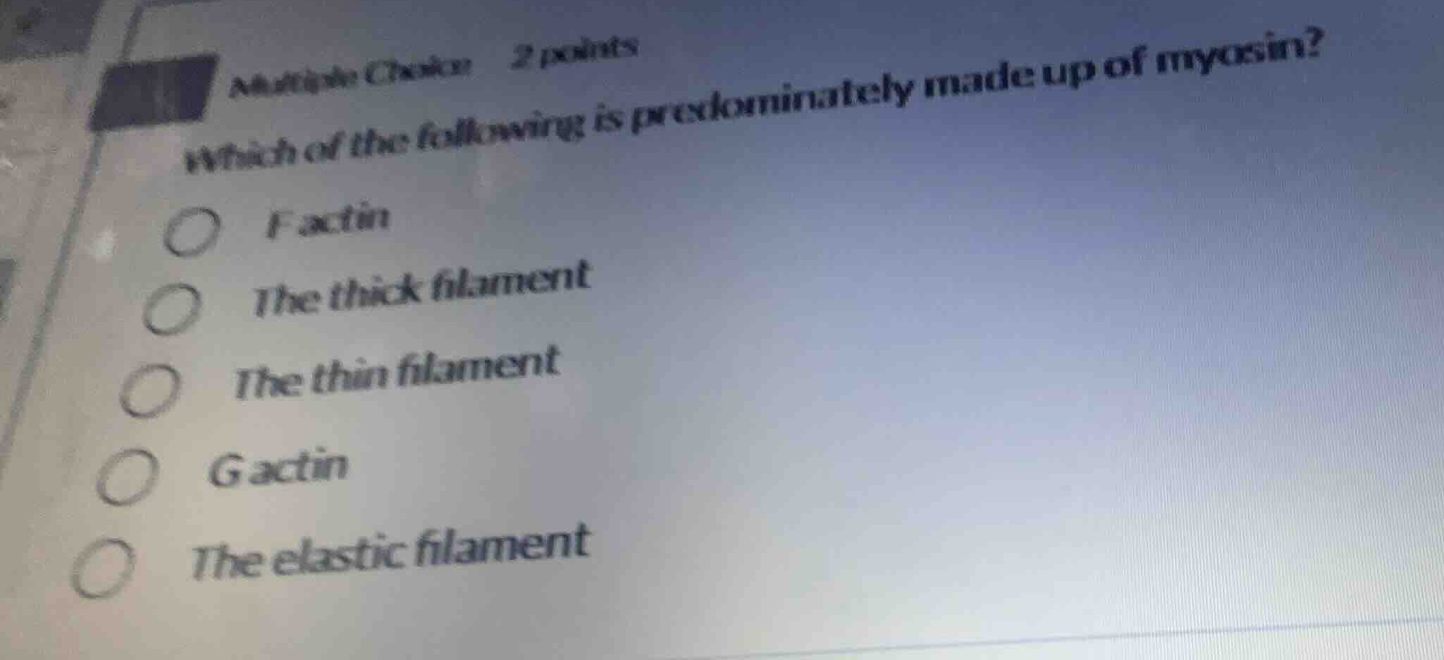 multiple choice 2 points which of the following is predominately made u…