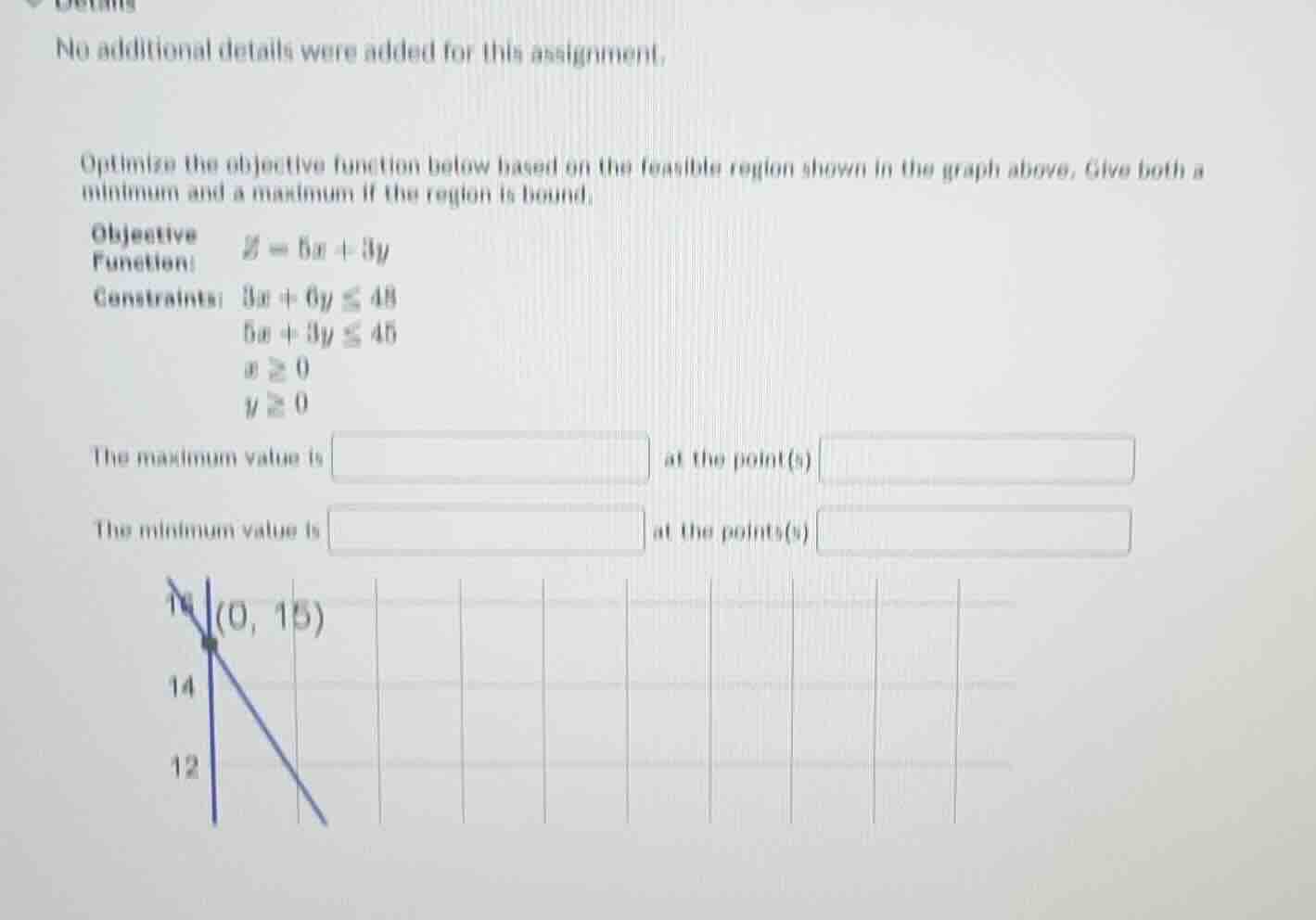 optimize the objective function below based on the feasible region show…