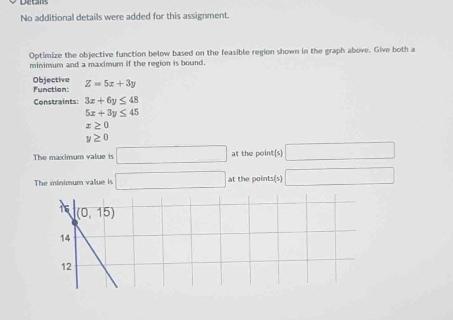 optimize the objective function below based on the feasible region show…