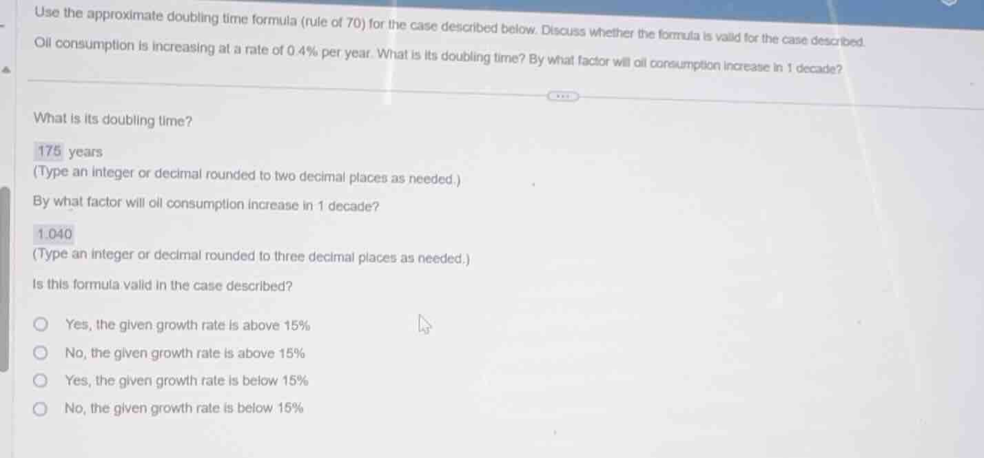 use the approximate doubling time formula (rule of 70) for the case des…