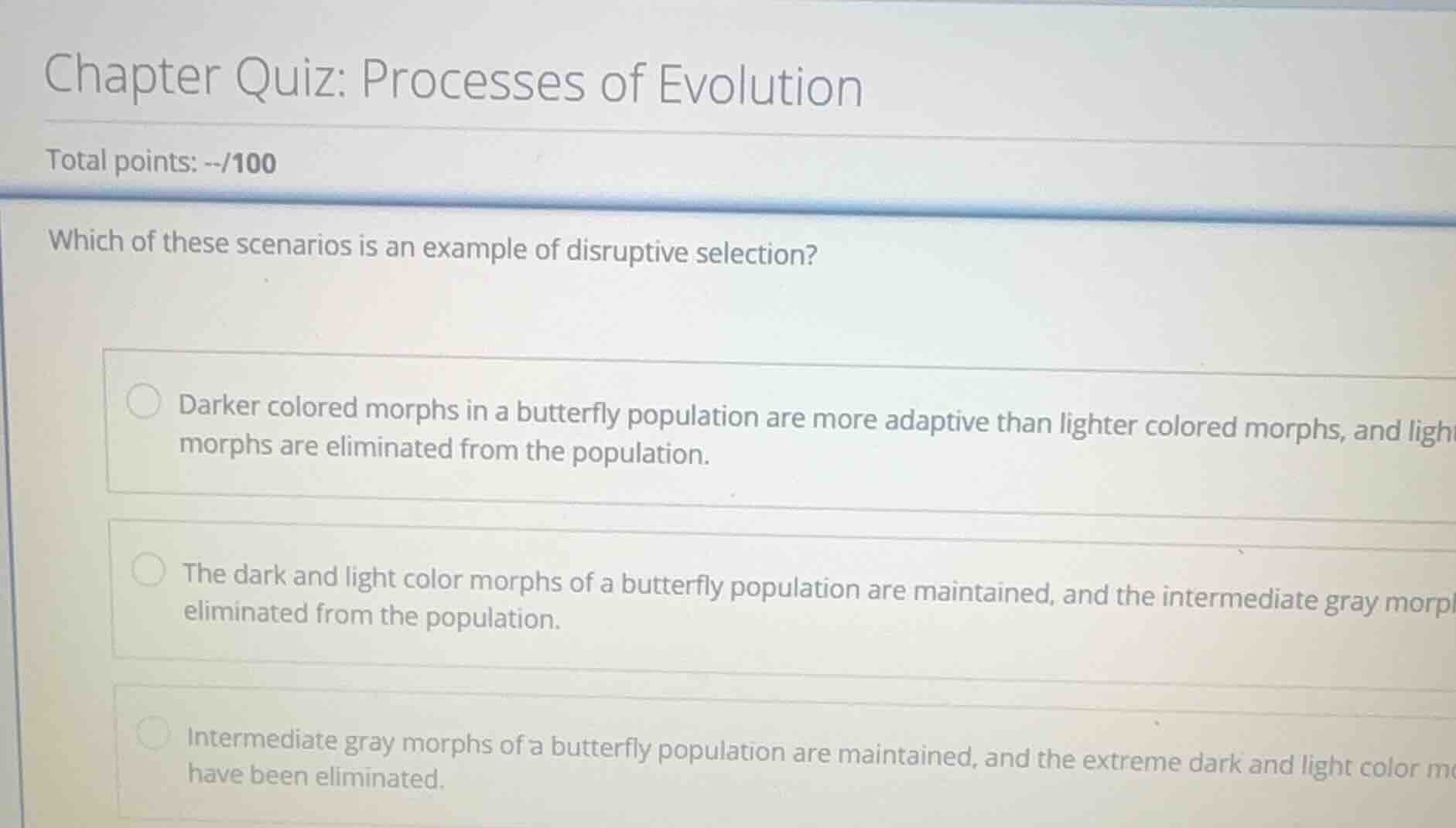 chapter quiz: processes of evolution total points: --/100 which of thes…