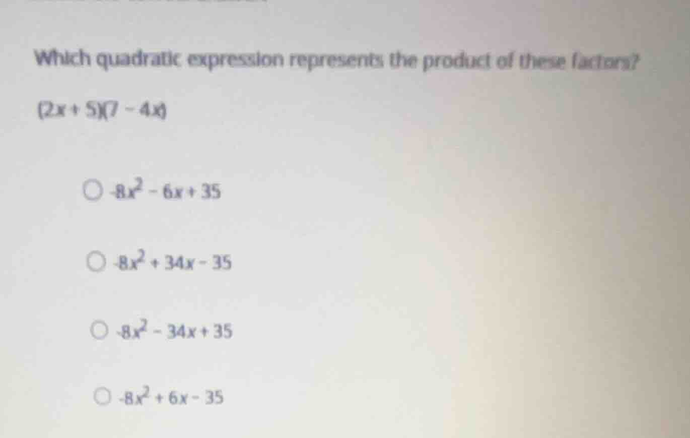 which quadratic expression represents the product of these factors? \\(…