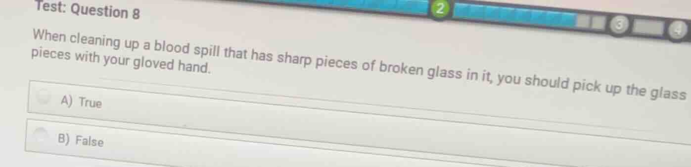 when cleaning up a blood spill that has sharp pieces of broken glass in…