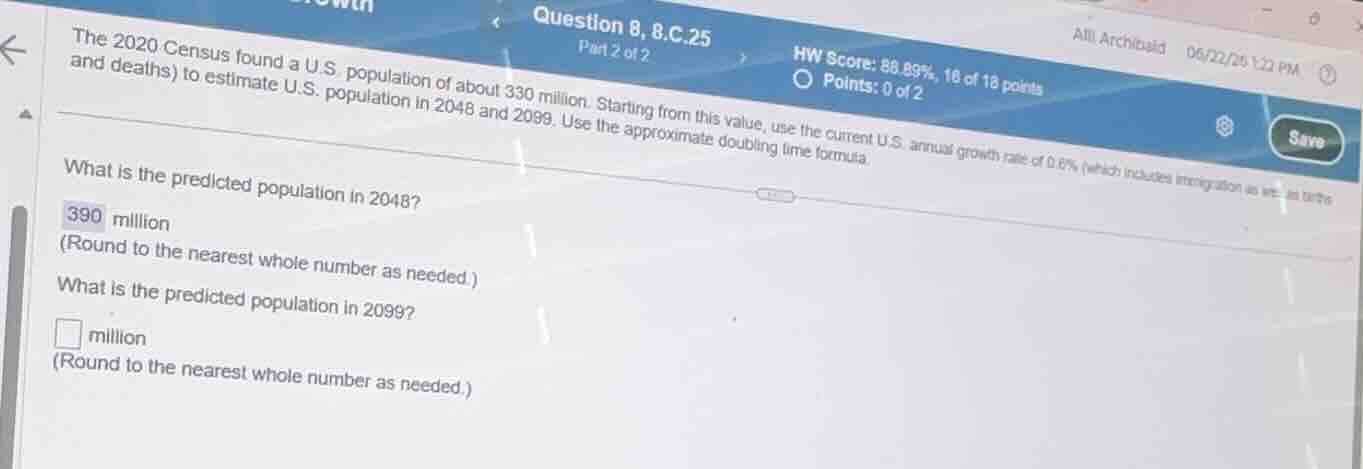 the 2020 census found a u.s. population of about 330 million. starting …