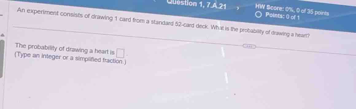 an experiment consists of drawing 1 card from a standard 52-card deck. …
