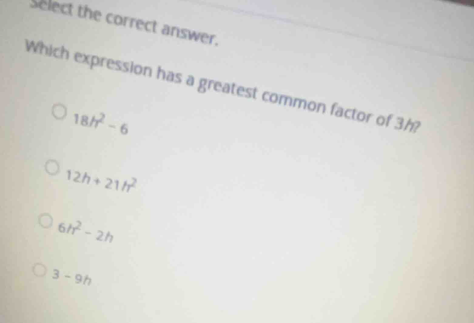 select the correct answer. which expression has a greatest common facto…