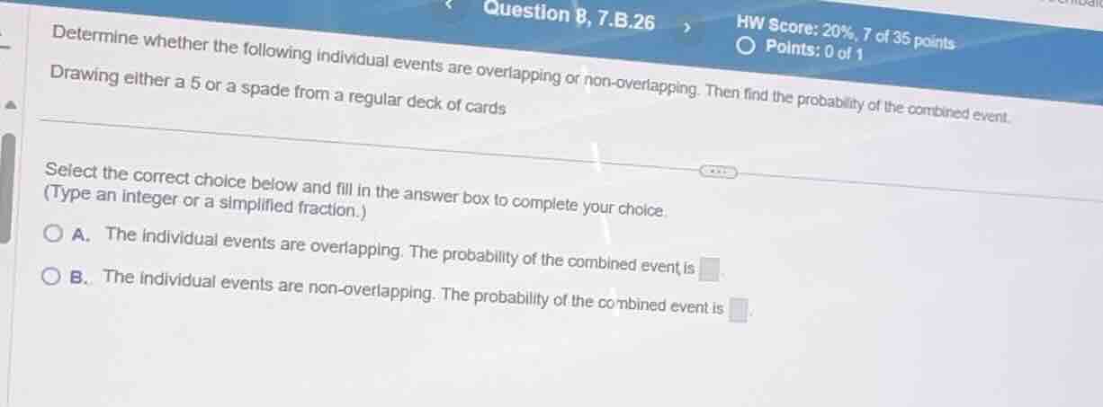 determine whether the following individual events are overlapping or no…