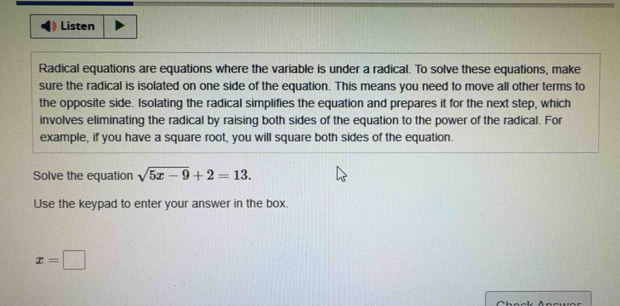 radical equations are equations where the variable is under a radical. …