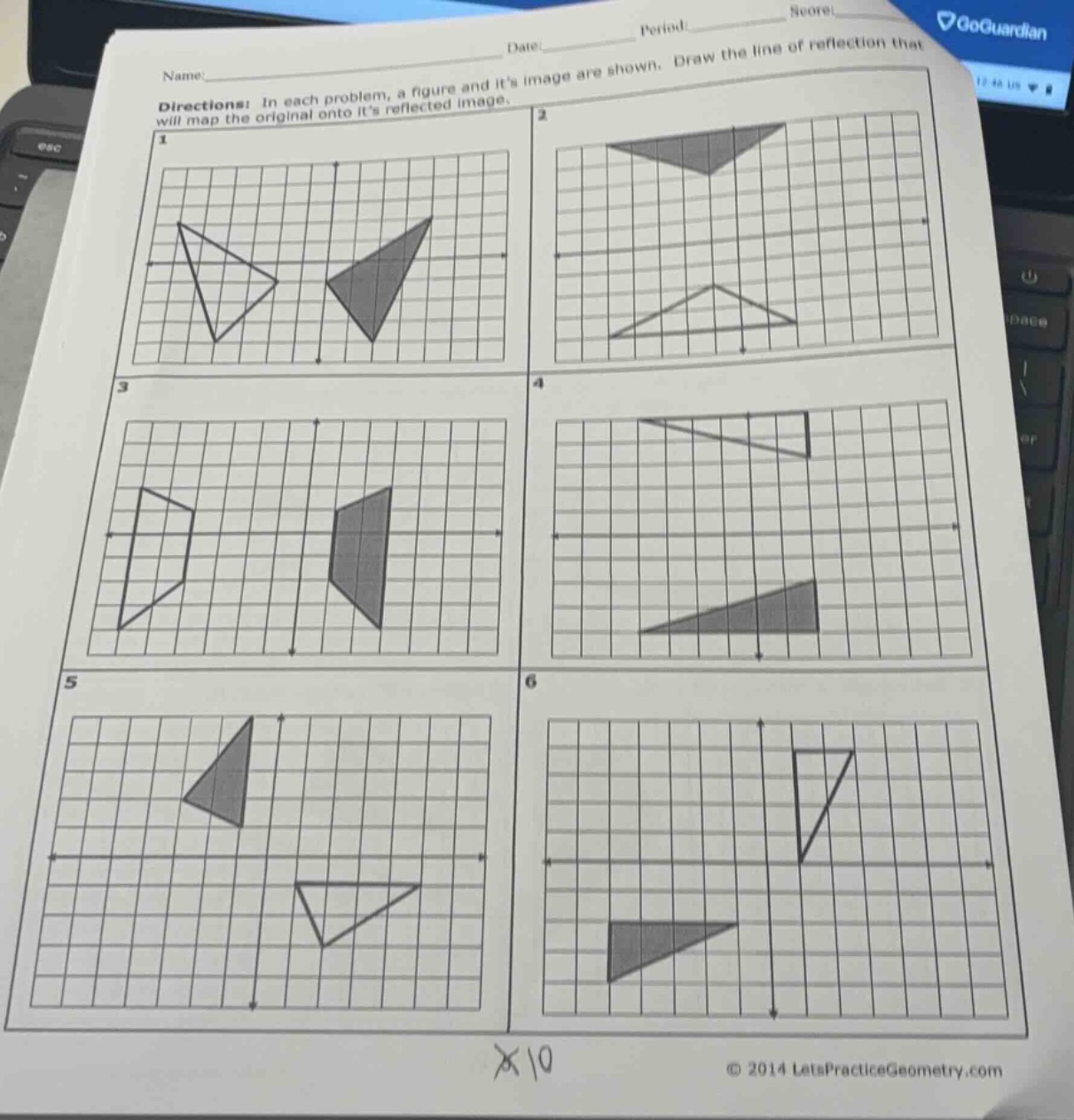 directions: in each problem, a figure and its image are shown. draw the…