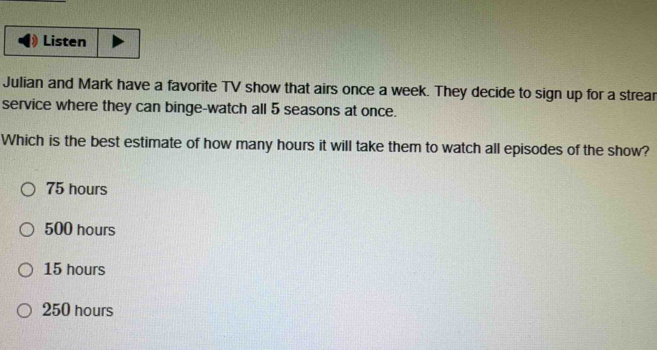 julian and mark have a favorite tv show that airs once a week. they dec…