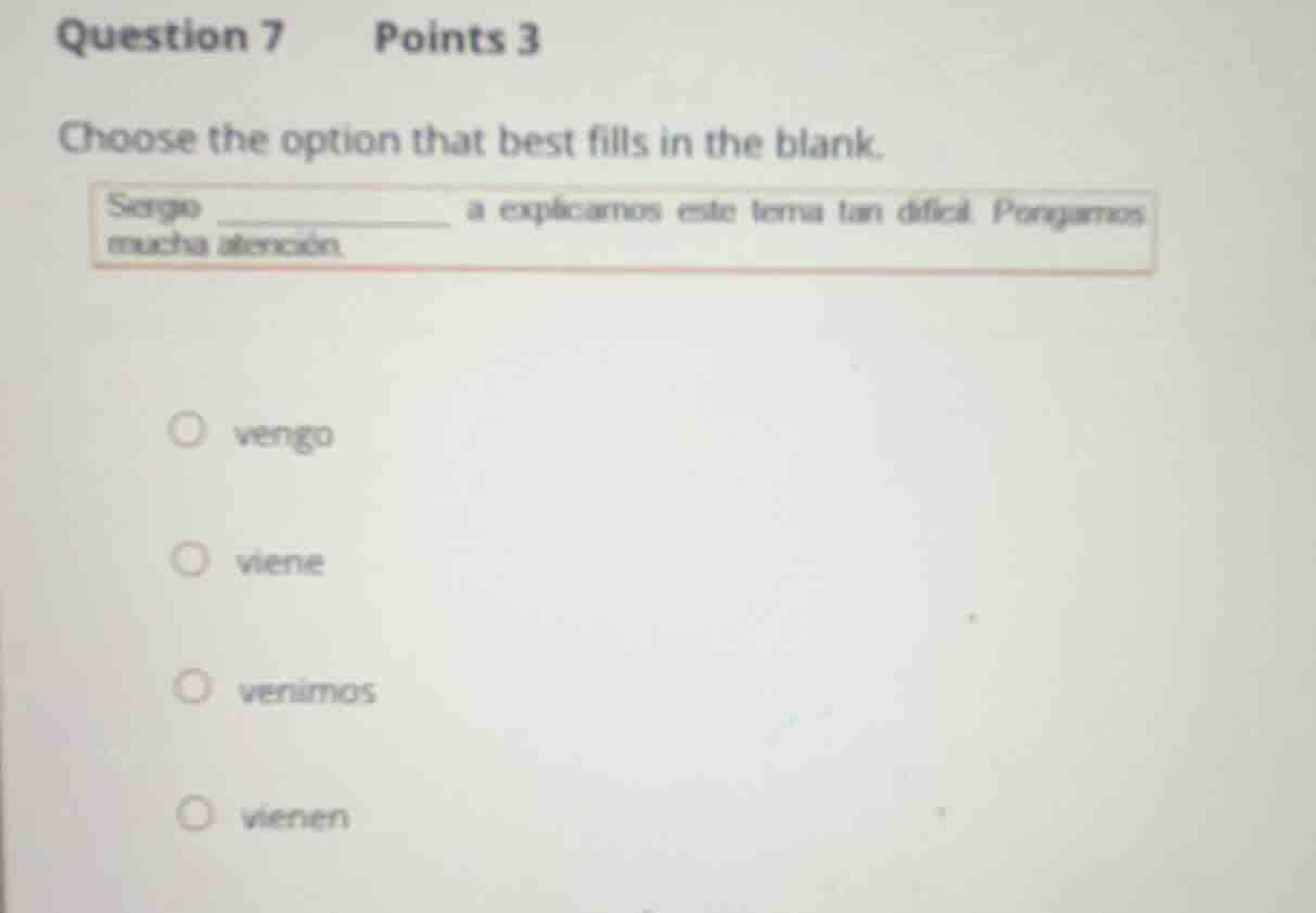 question 7 points 3 choose the option that best fills in the blank. ser…