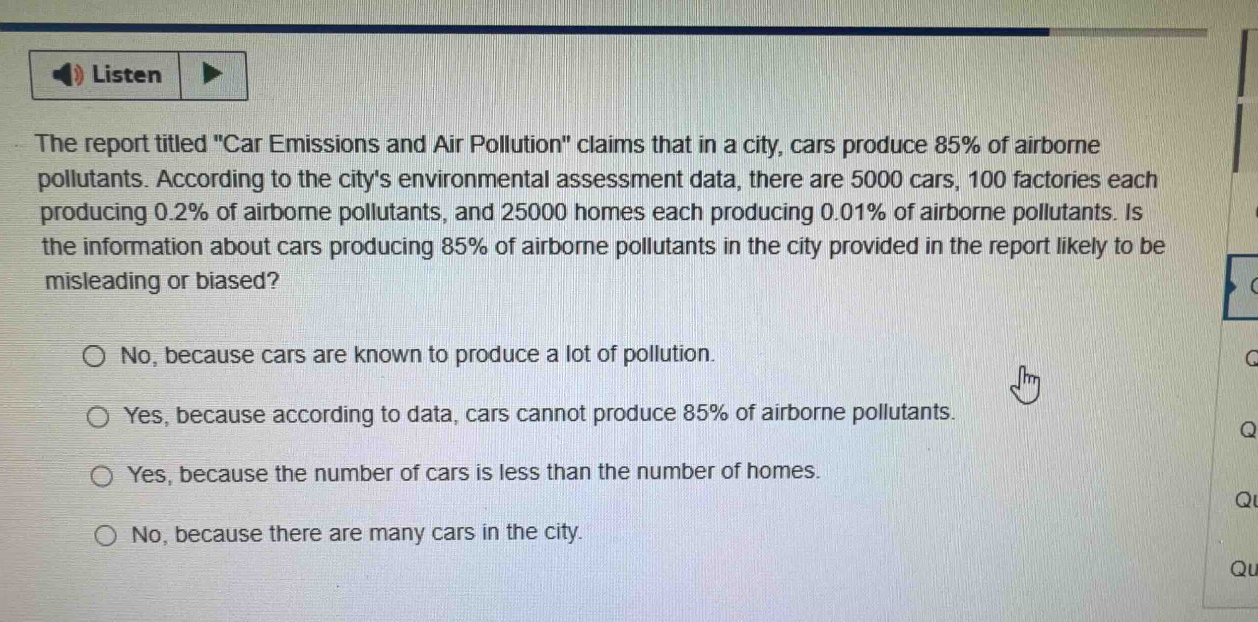 the report titled \car emissions and air pollution\ claims that in a ci…