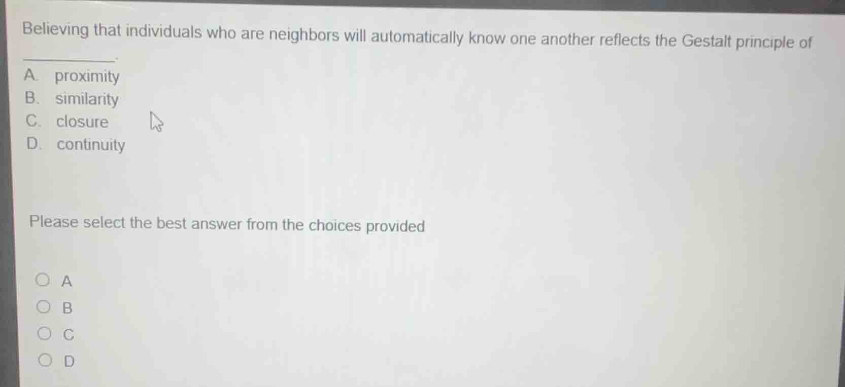 believing that individuals who are neighbors will automatically know on…