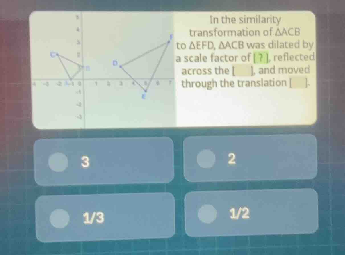in the similarity transformation of \\(\\delta acb\\) to \\(\\delta efd…