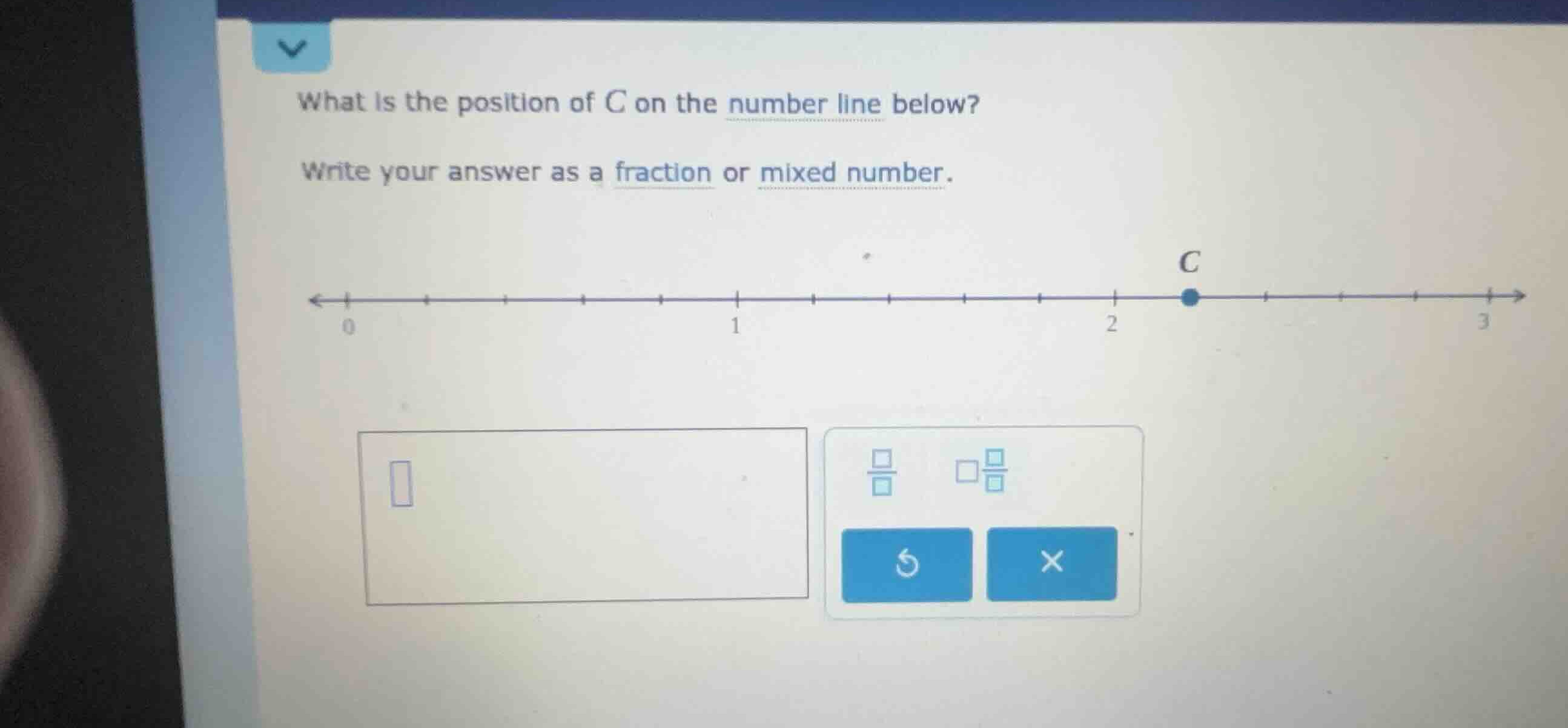 what is the position of \\(c\\) on the number line below? write your an…