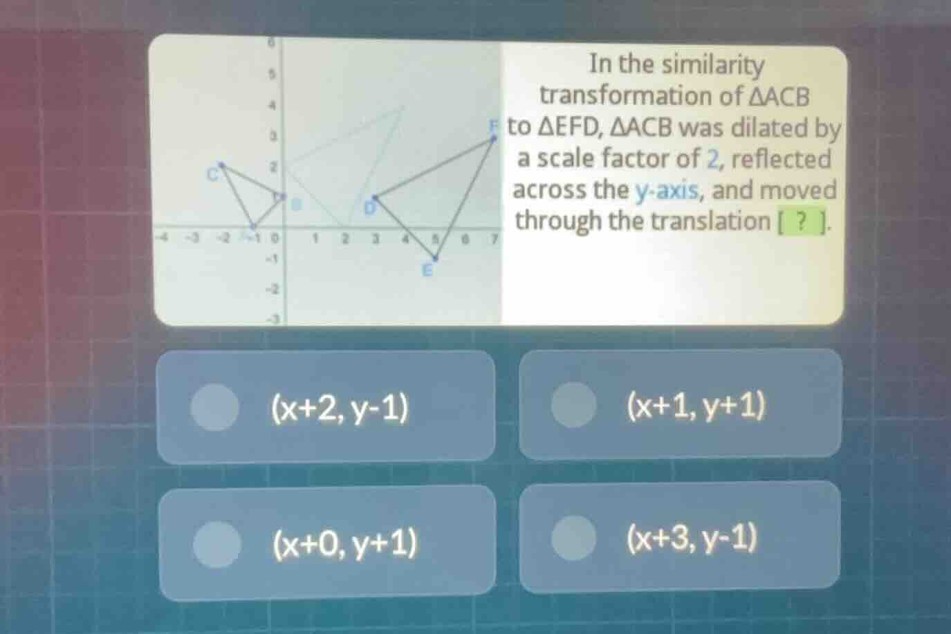 in the similarity transformation of \\(\\delta acb\\) to \\(\\delta efd…