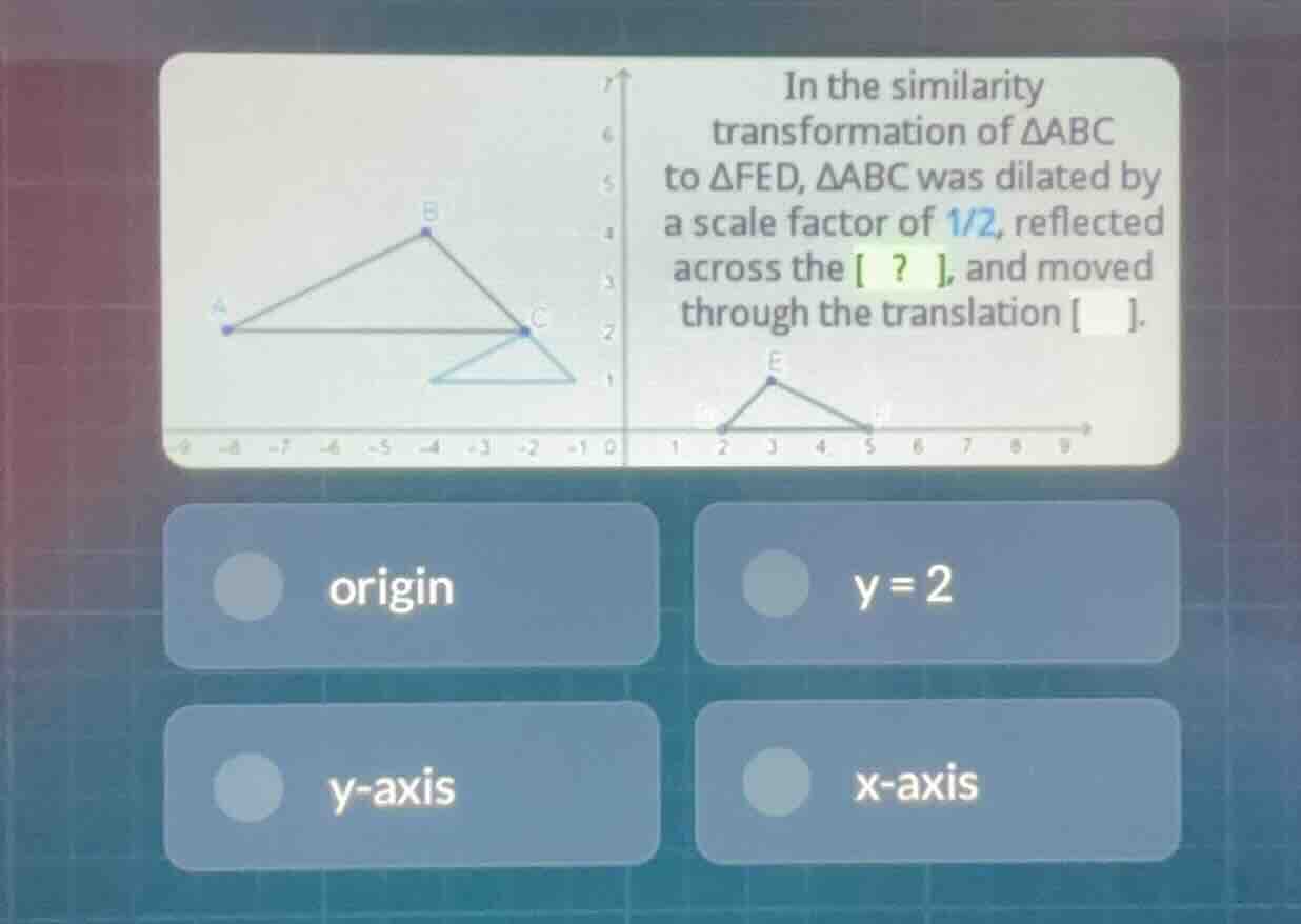 in the similarity transformation of \\(\\delta abc\\) to \\(\\delta fed…