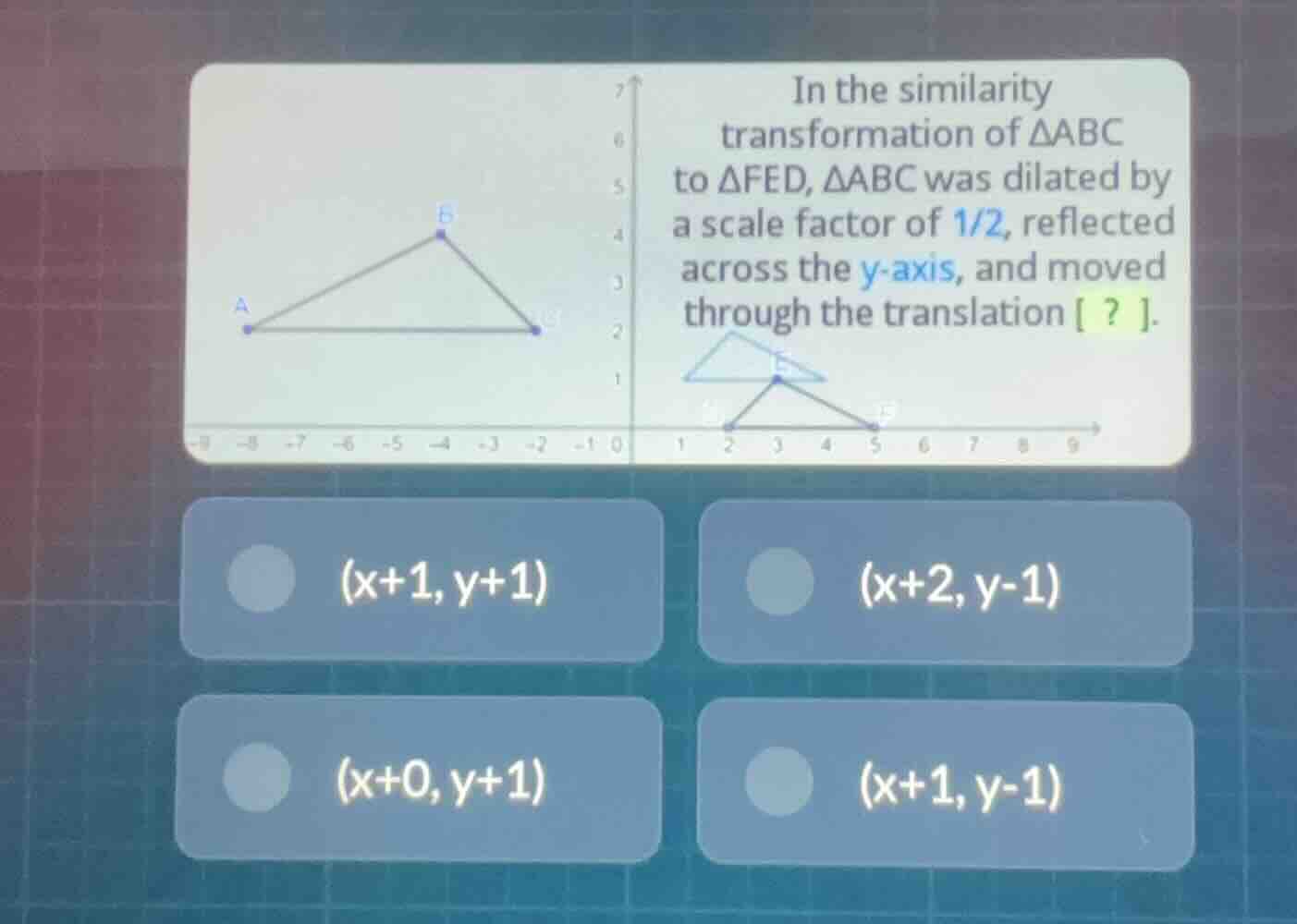 in the similarity transformation of \\(\\delta abc\\) to \\(\\delta fed…
