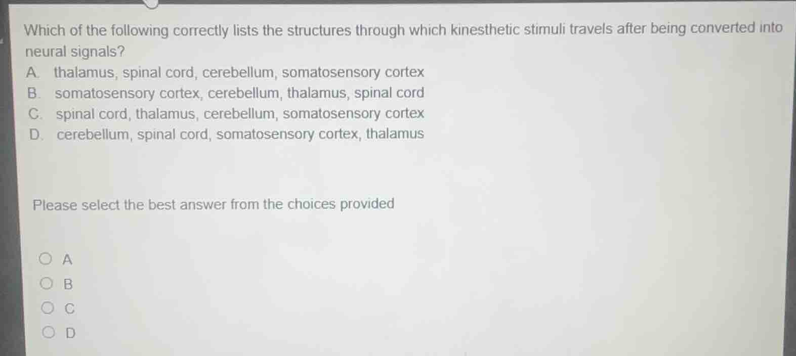 which of the following correctly lists the structures through which kin…