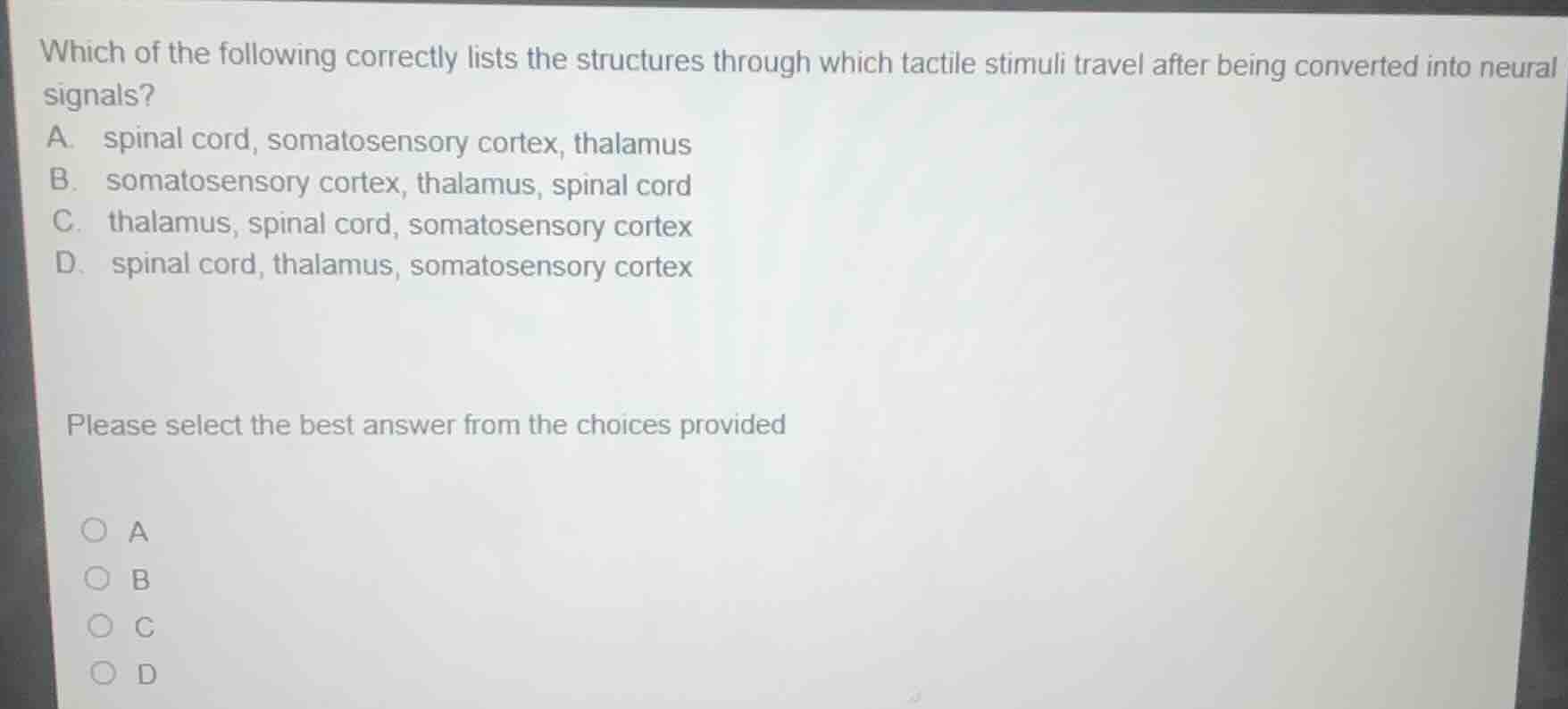 which of the following correctly lists the structures through which tac…