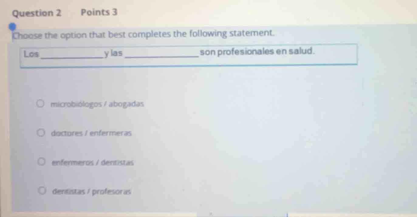 question 2 points 3 choose the option that best completes the following…