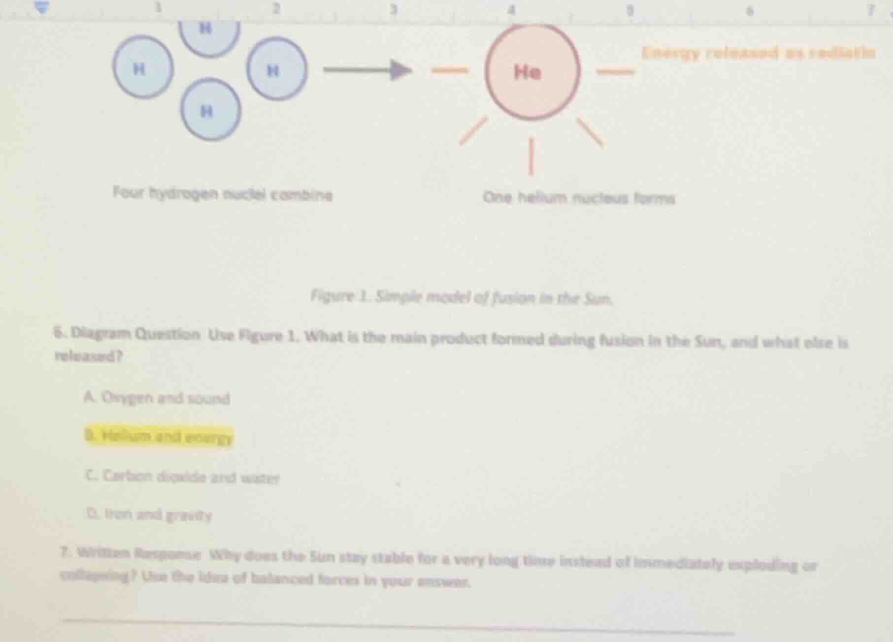 figure 1. simple model of fusion in the sun. 6. diagram question use fi…