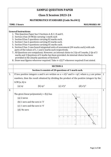 sample question paper class x session 2023-24 mathematics standard (cod…