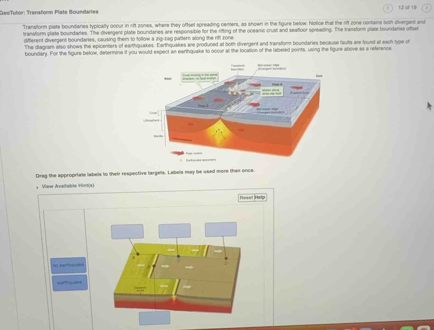 geotutor: transform plate boundaries transform plate boundaries typical…