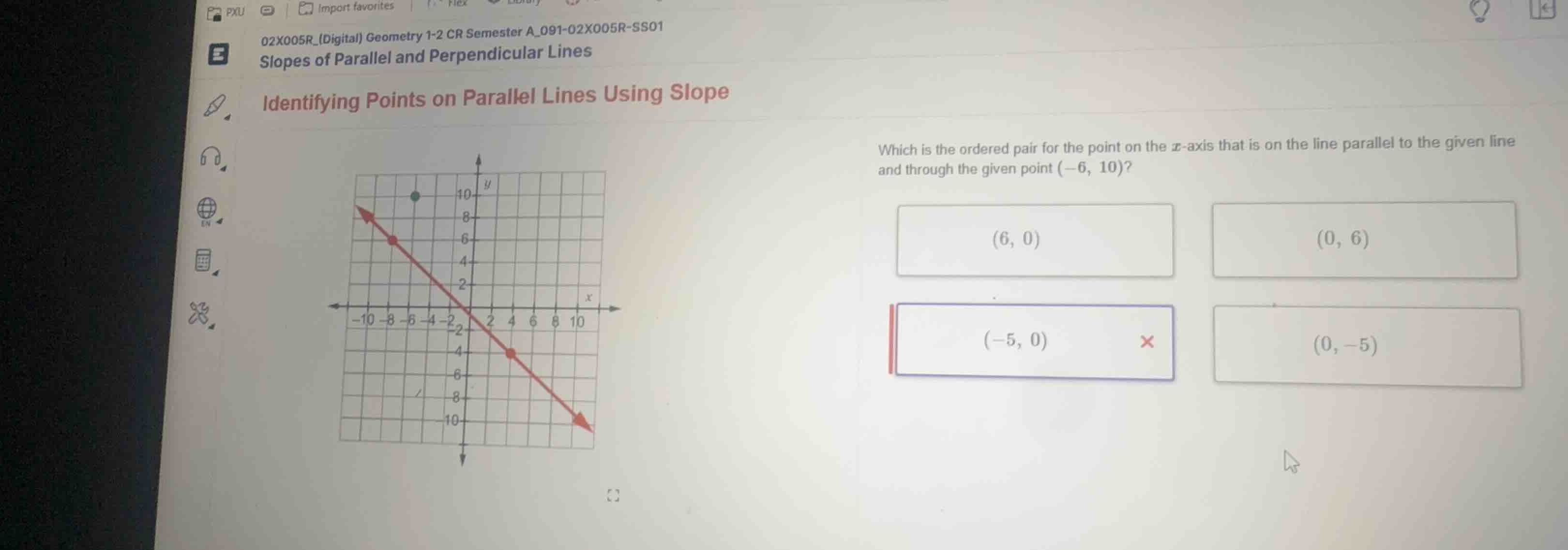 which is the ordered pair for the point on the \\(x\\)-axis that is on …