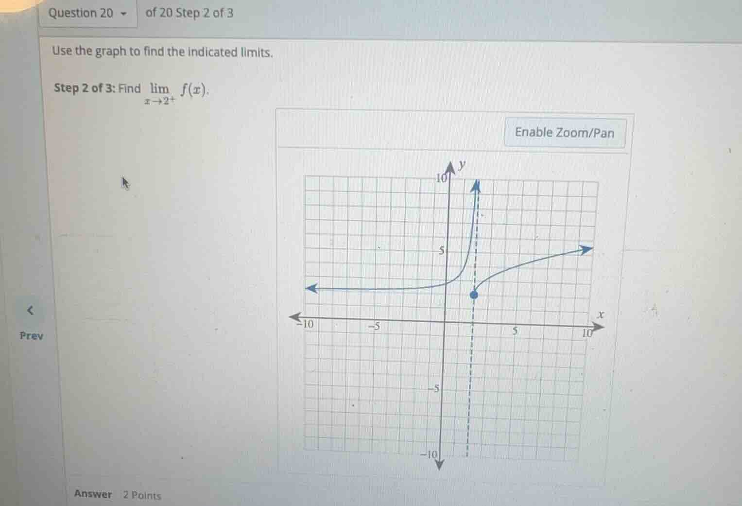 use the graph to find the indicated limits. step 2 of 3: find \\(\\lim_…