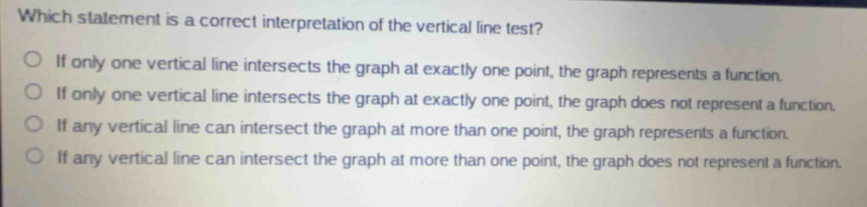 which statement is a correct interpretation of the vertical line test? …