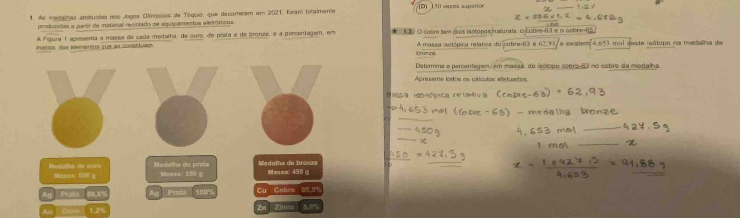1. as medalhas atribuídas nos jogos olímpicos de tóquio, que decorreram…