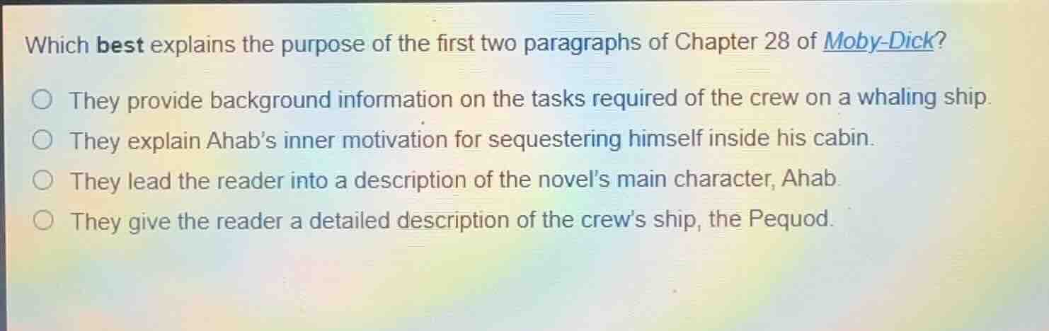 which best explains the purpose of the first two paragraphs of chapter …