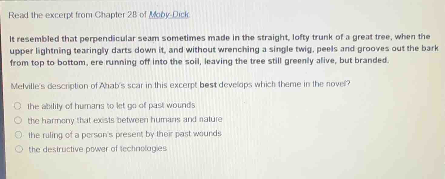 read the excerpt from chapter 28 of moby-dick. it resembled that perpen…