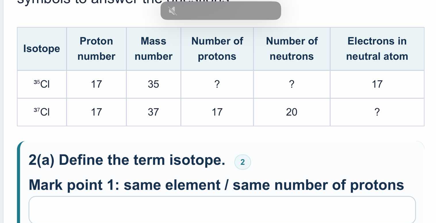 2(a) define the term isotope. mark point 1: same element / same number …