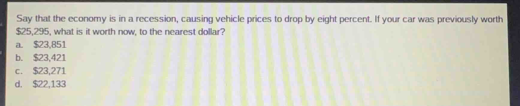 say that the economy is in a recession, causing vehicle prices to drop …