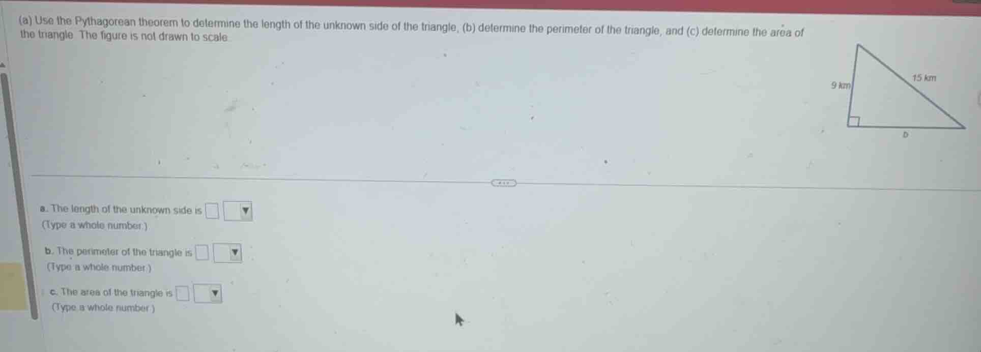 (a) use the pythagorean theorem to determine the length of the unknown …